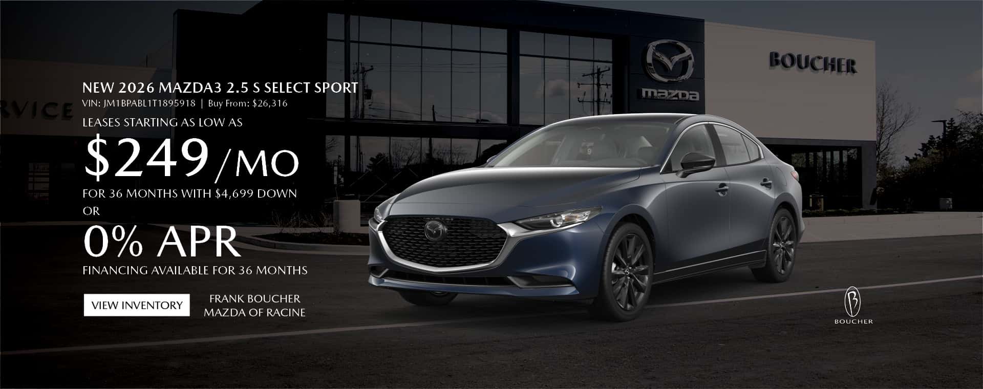 Sept 26 - Lease a new 2026 Mazda3 in Racine
