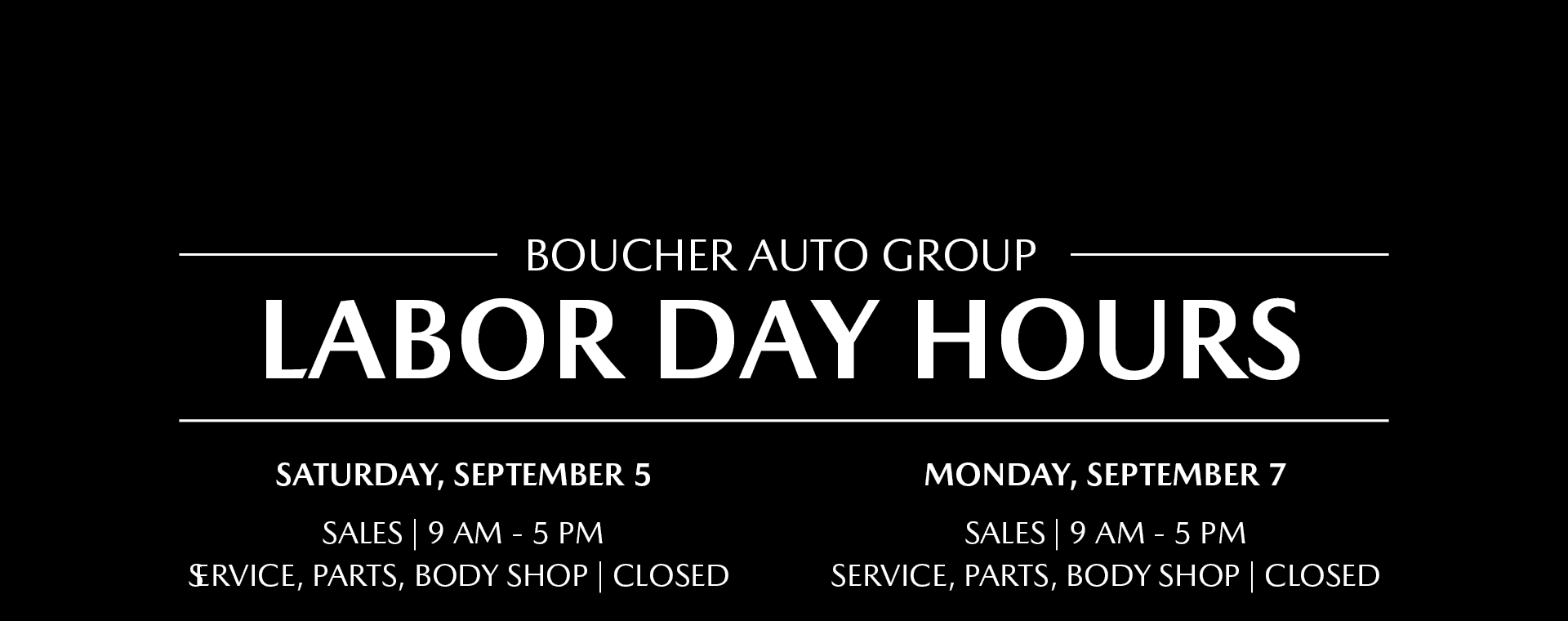 Labor Day Hours
