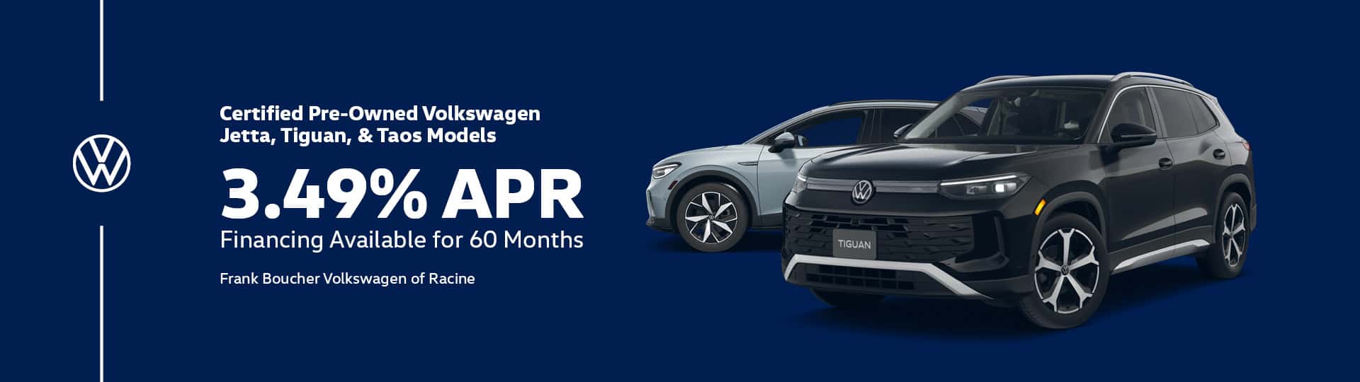 Save on Certified Pre-Owned Volkswagen Jetta, Tiguan, & Taos Models in Racine, WI