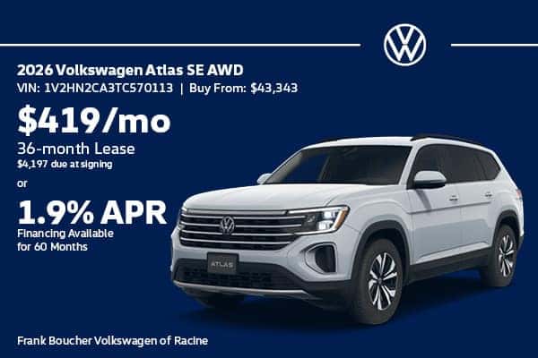 Save on a New 2026 Volkswagen Atlas SE AWD!