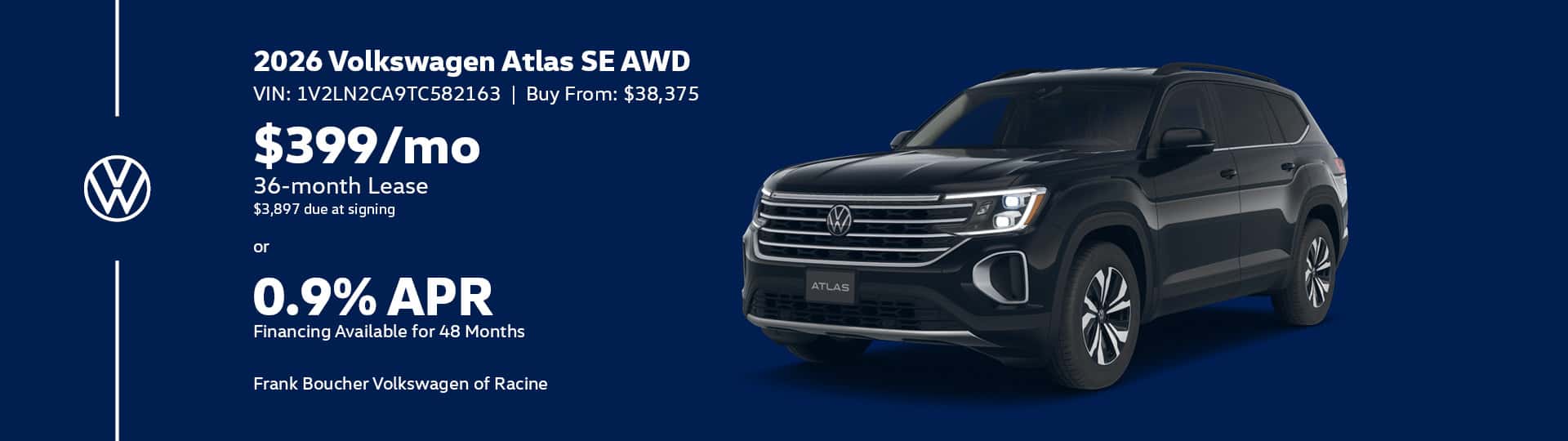 Save on a New 2026 Volkswagen Atlas SE AWD