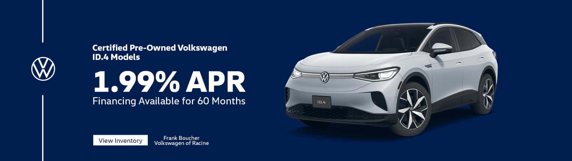 Enjoy 1.99% APR Financing on Certified Pre-Owned Volkswagen ID.4 Models
