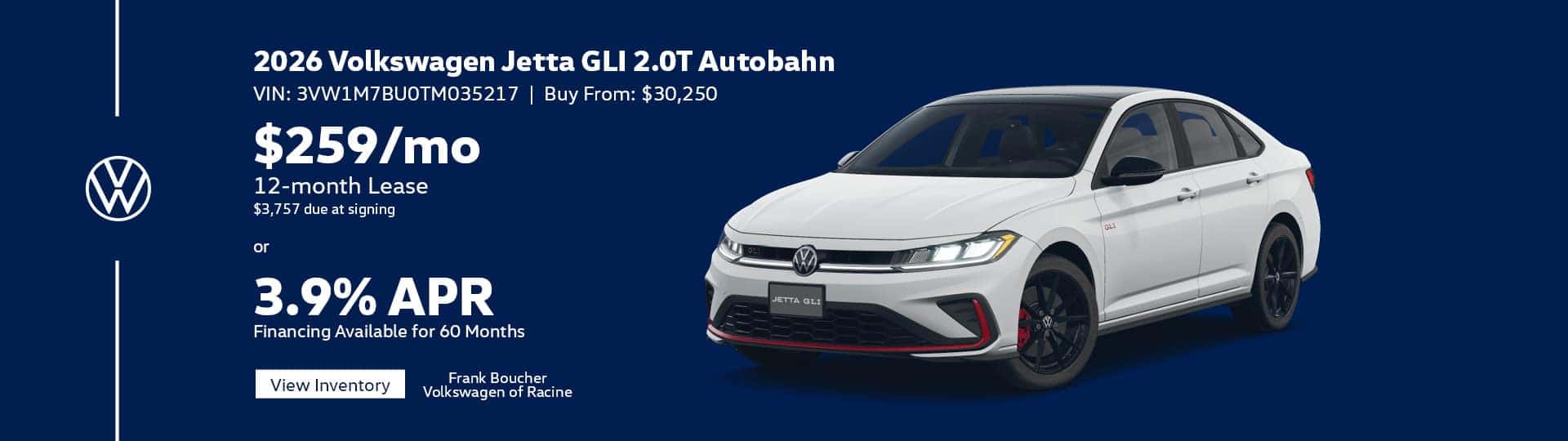 Lease a New 2026 Volkswagen Jetta GLI 2.0T Autobahn