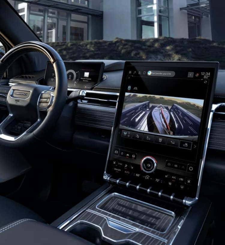 Vehicle interior shot of the infotainment center