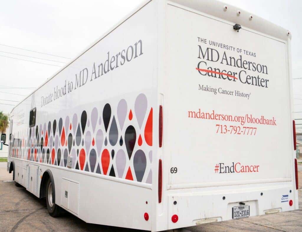 MD Anderson Blood Drive Bus