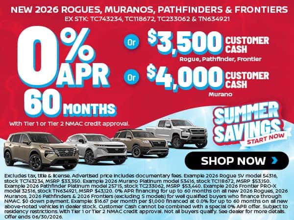 New Murano, Rogue, Pathfinder, Frontier