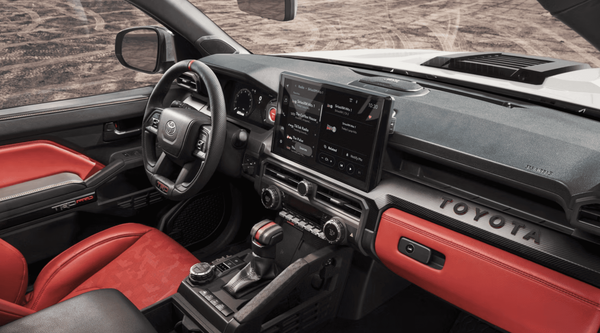 2025 Toyota Tacoma TRD Pro interior in Cockpit Red SofTex® trim for sale near The Woodlands, TX