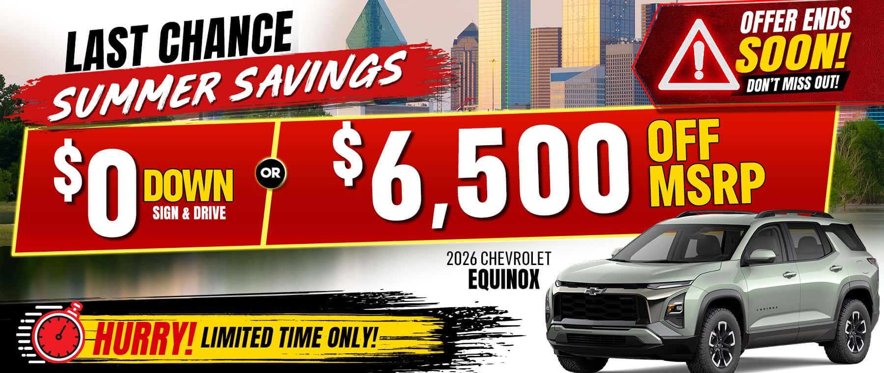 Get a new 2026 Chevrolet Equinox with $0 down through Sign & Drive or save $6,500 off MSRP.