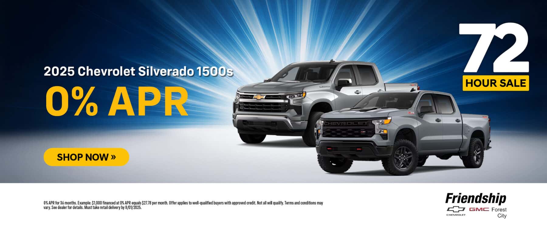 2025 Chevrolet Silverado 1500s at 0% APR!