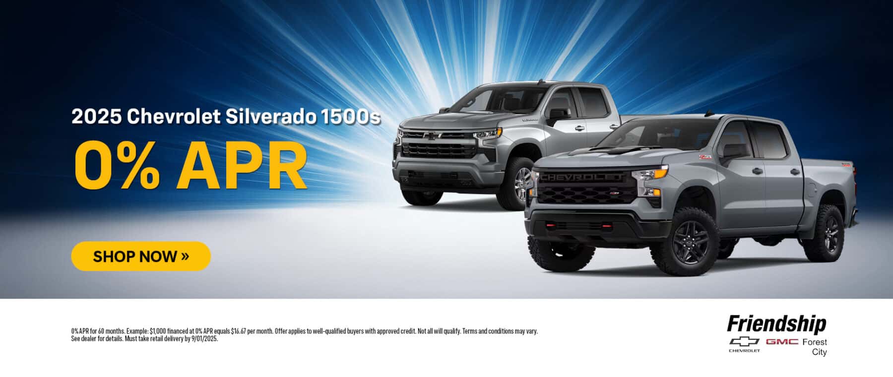 2025 Chevrolet Silverado 1500s at 0% APR!