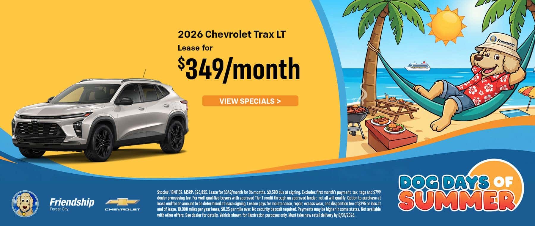 2026 Chevy Trax for $349/mo!