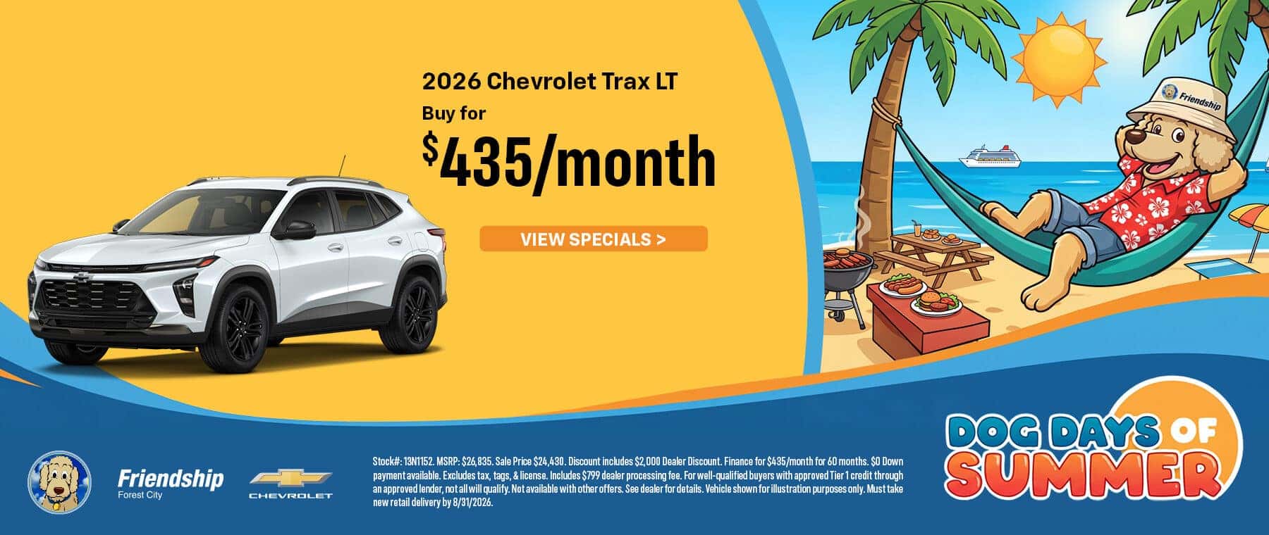 2026 Chevy Trax for $435/mo!
