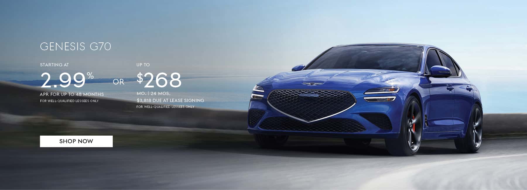 Lease 2026 G70 for as low as $268 a month for 24 months!
