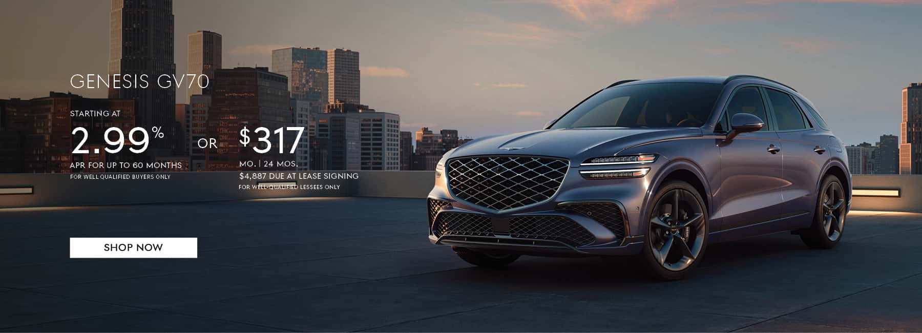 Lease 2026 GV70 2.5T AWD for as low as $317 a month for 24 months!