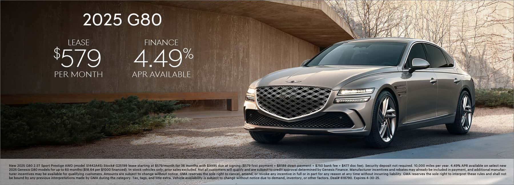 $579/mo. leases a New 2025 Genesis G80 at Genesis of Conshohocken!
