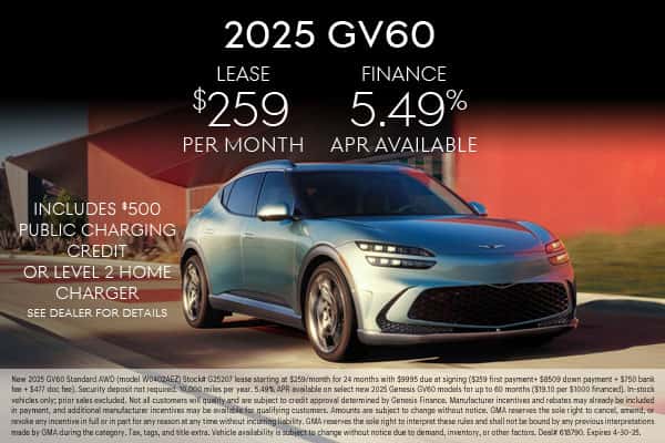 Lease a New 2025 GV60 Standard AWD for $259/mo.