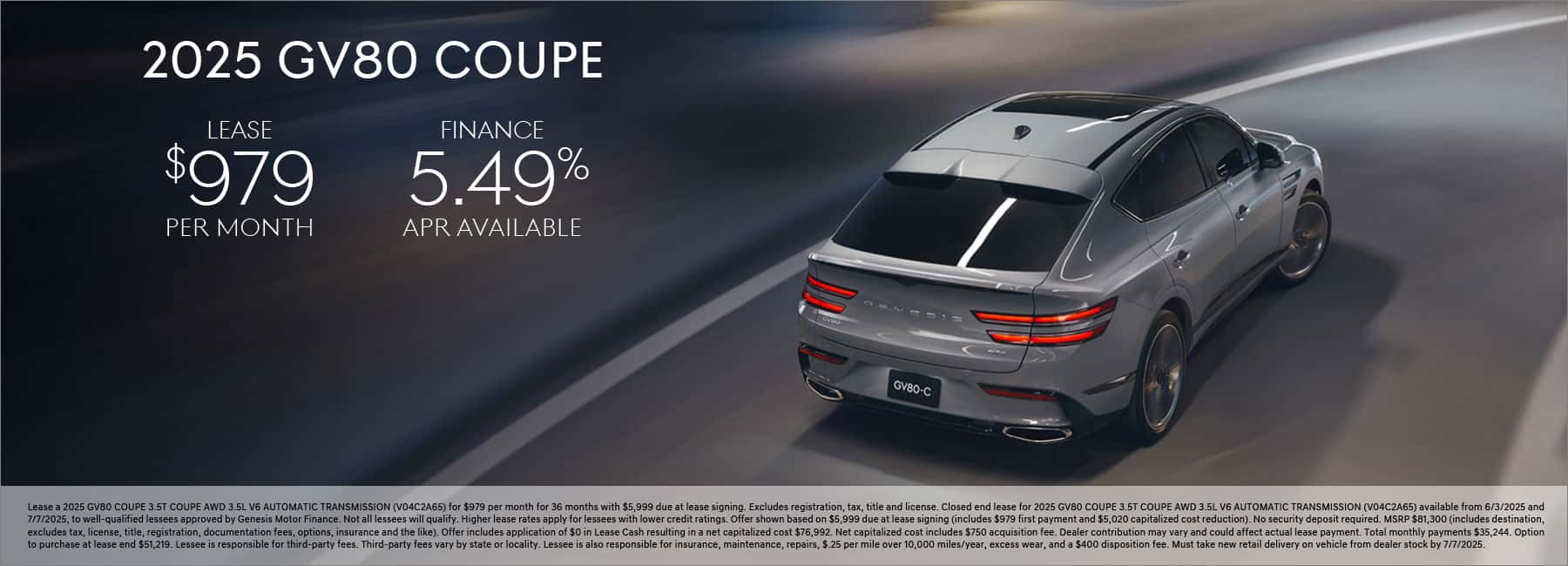 $979/mo. leases a New 2025 GV80 Coupe at Genesis of Conshohocken