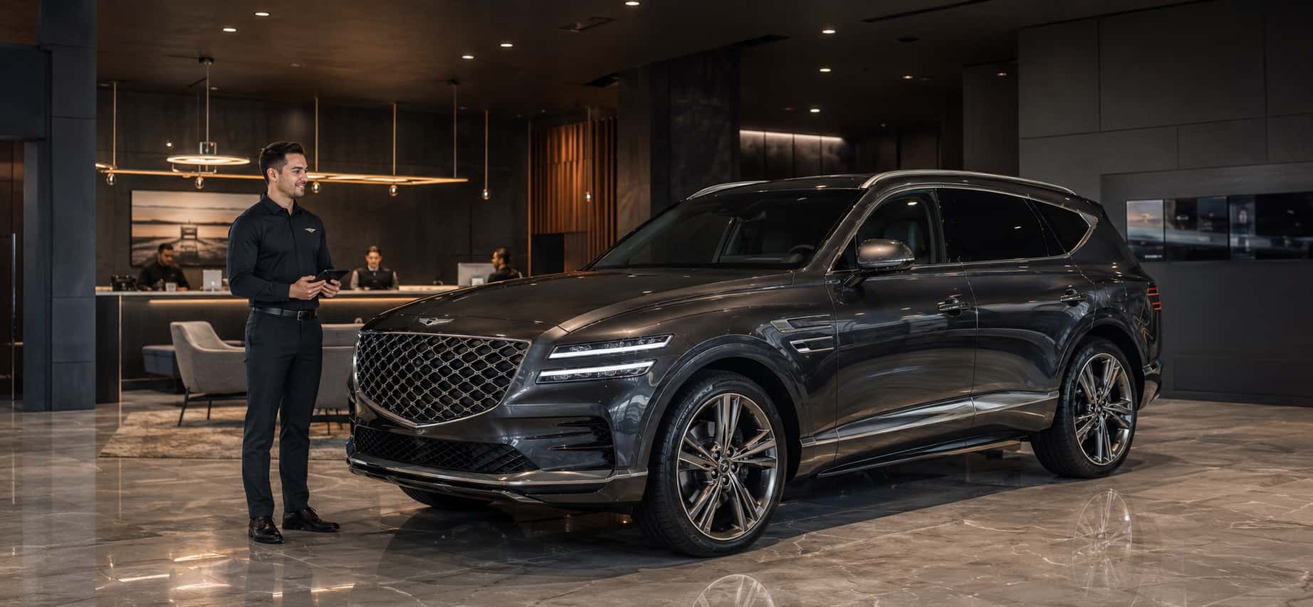 Luxury Genesis vehicle receiving certified service at Genesis of Schererville in Schererville, IN