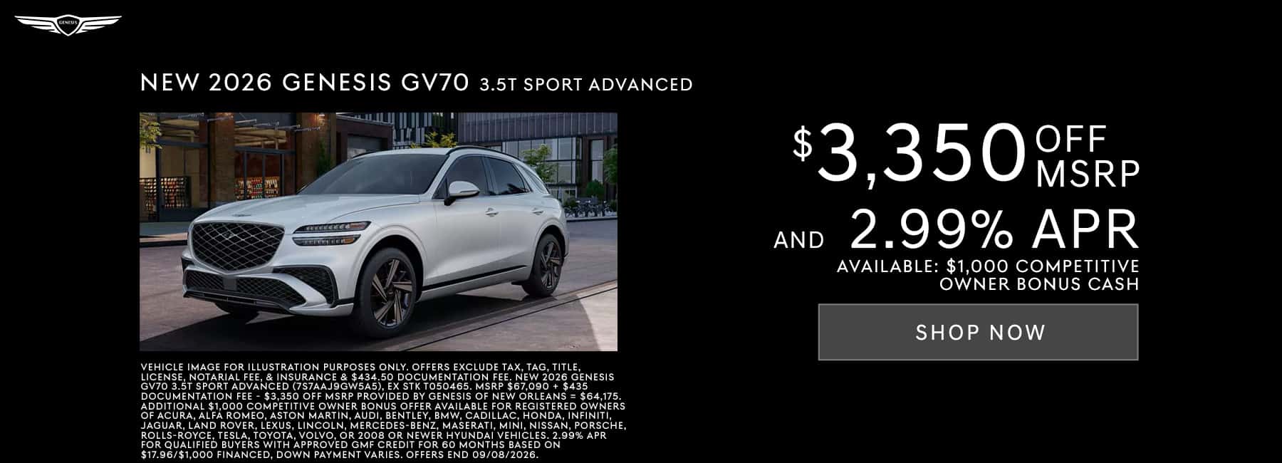 New 2026 Genesis GV70 offers near Kenner, LA