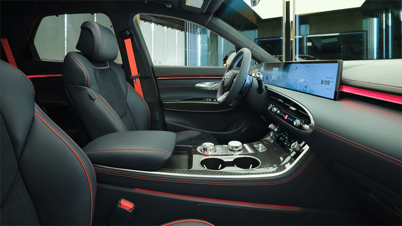 2027 Genesis GV70 interior with widescreen display