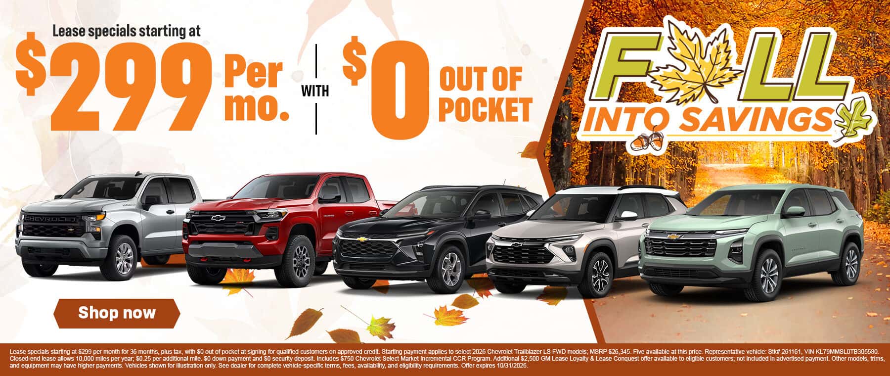 $299 per month with zero down