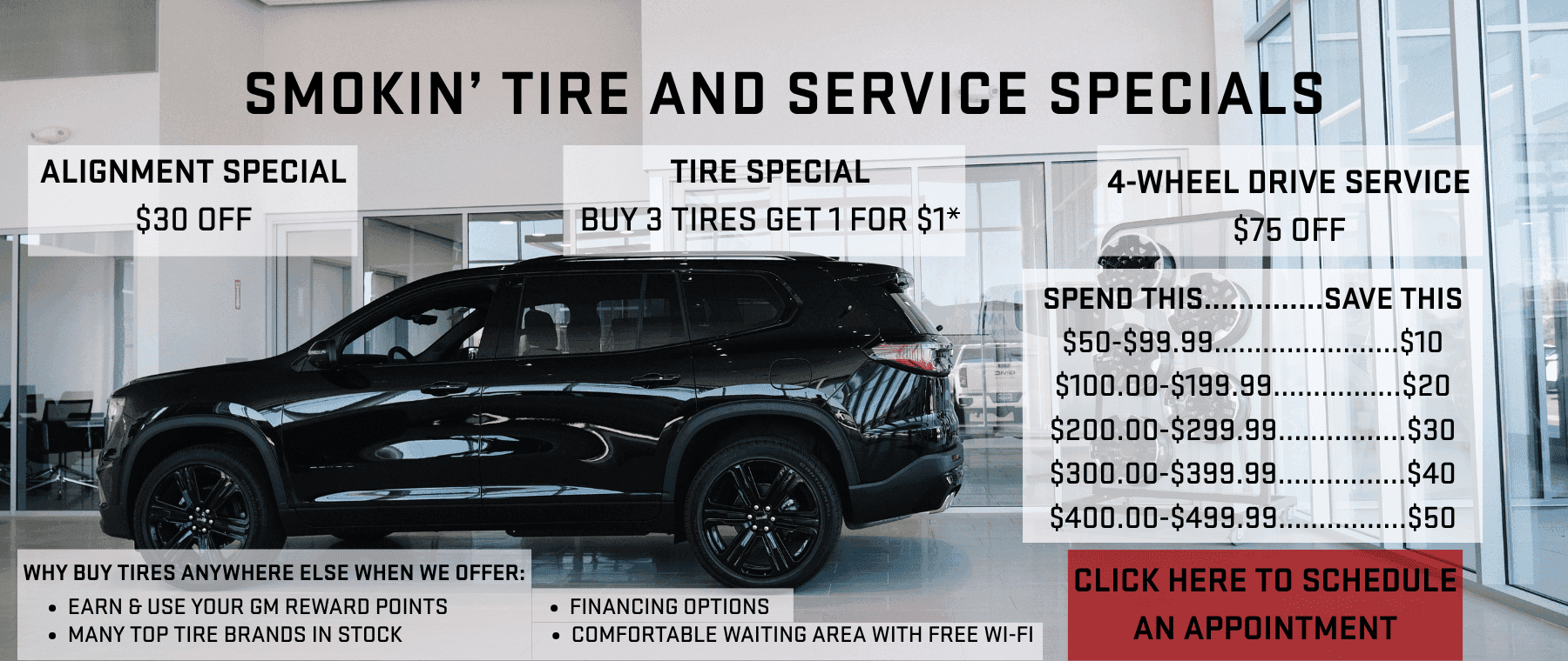 SMOKIN' TIRE AND SERVICE SPECIALS