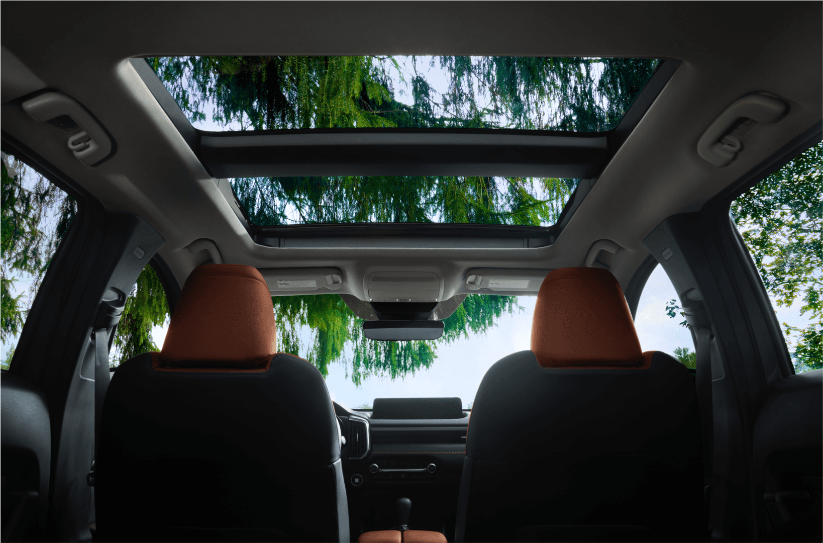 Panoramic moonroof view inside the MAZDA CX-50