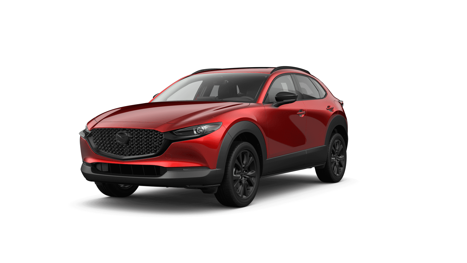 Red Mazda CX-30 front three-quarter view
