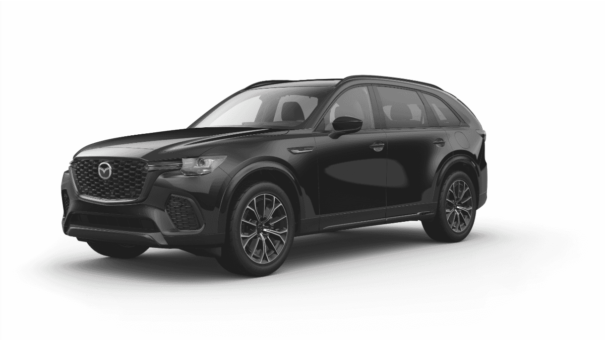 Black 2026 Mazda CX-70 front three-quarter view