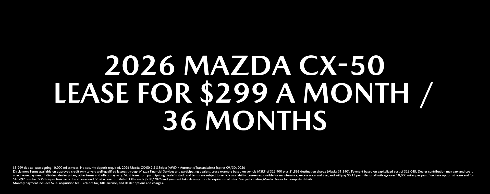 2026 Mazda CX-50 special offer
