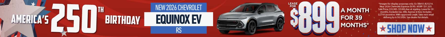 New 2026 Chevrolet Equinox EV RS Lease for $899/mo for 39 months*