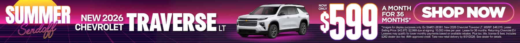 2026 Chevrolet Traverse LT $599/month for 36 months*