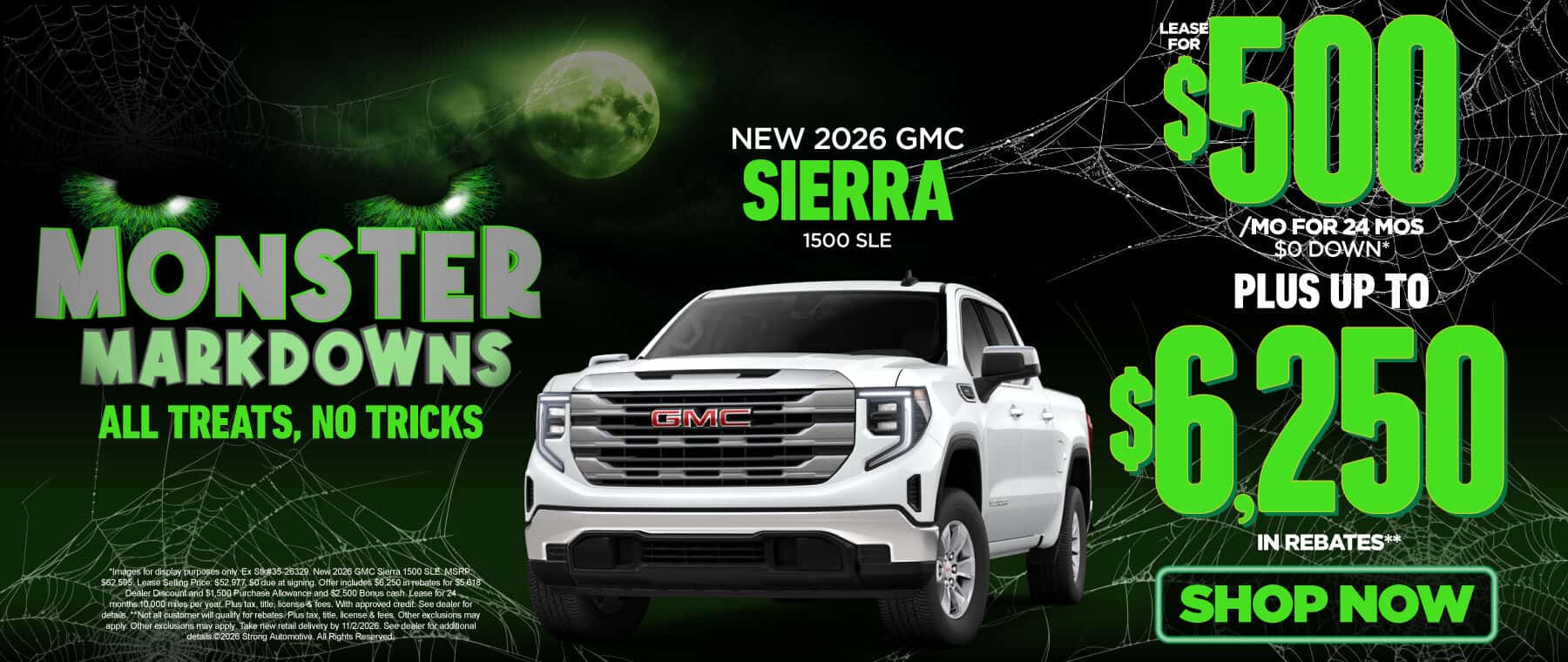 New 2026 GMC Sierra 1500 SLE Lease for $500/mo for 24 months - $0 down* PLUS Up to $6,250 in rebates**