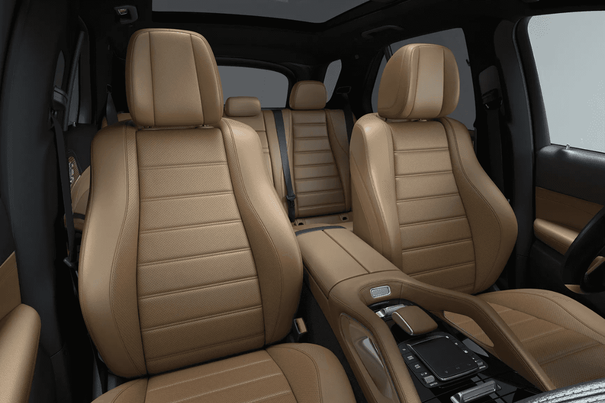 Passenger seating area inside a Mercedes-Benz GLE SUV
