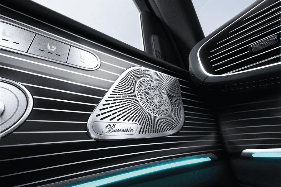 Mercedes-Benz GLE interior with ambient lighting and available Burmester audio