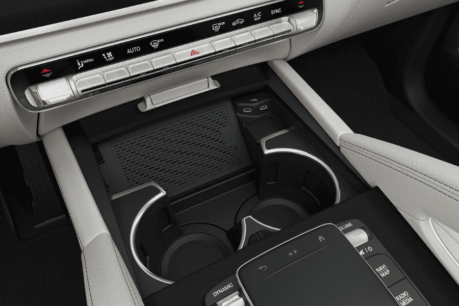 Wireless phone charging area inside a Mercedes-Benz GLE SUV