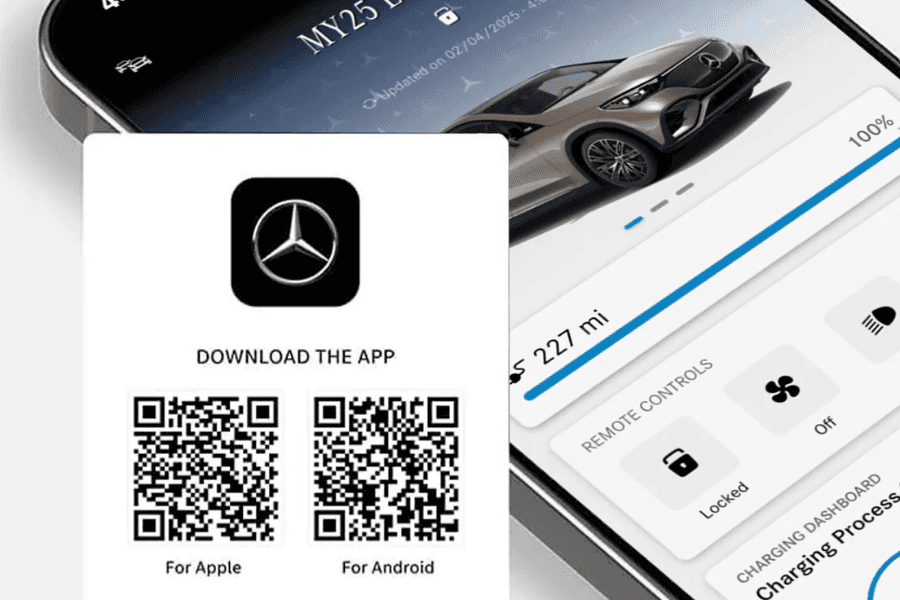 Mercedes-Benz app vehicle pairing and service activation instructions