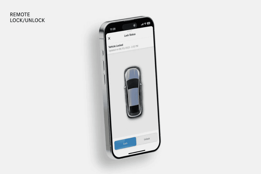 Mercedes-Benz app controls for remotely locking or unlocking a vehicle