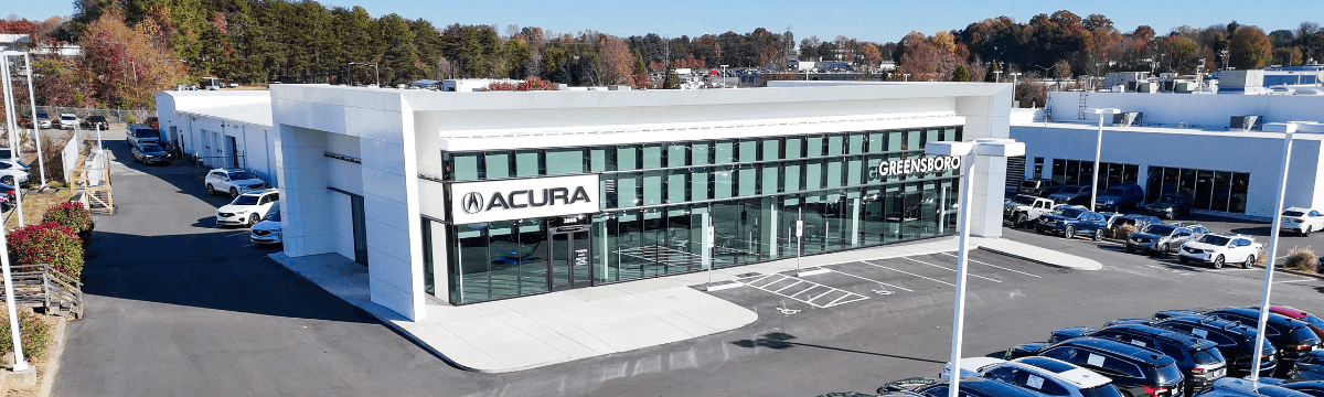 The storefront of the Greensboro Acura dealership.