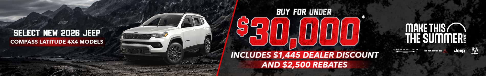 Select New 2026 Jeep Compass Latitude 4X4 Models