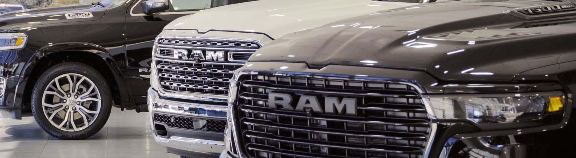 Ram trucks in showroom