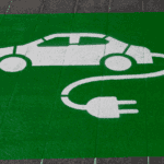 EV chalk drawing on ground