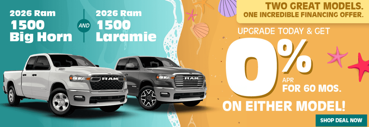 2026 Ram 1500 Big Horn and Laramie - June APR Offer Desktop Slide