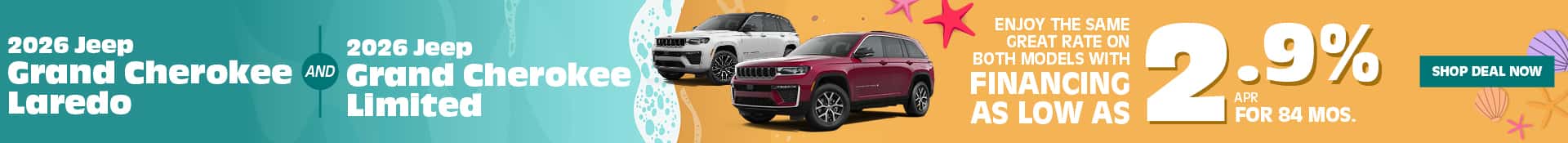 2026 Jeep Grand Cherokee Laredo and Limited June APR Desktop SRP Banner