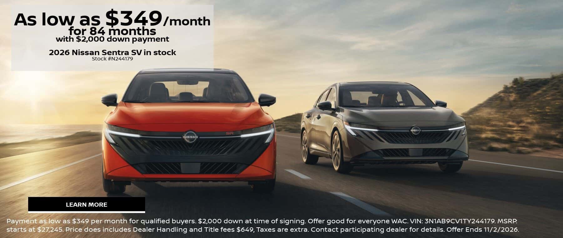 Nissan October Sentra offer