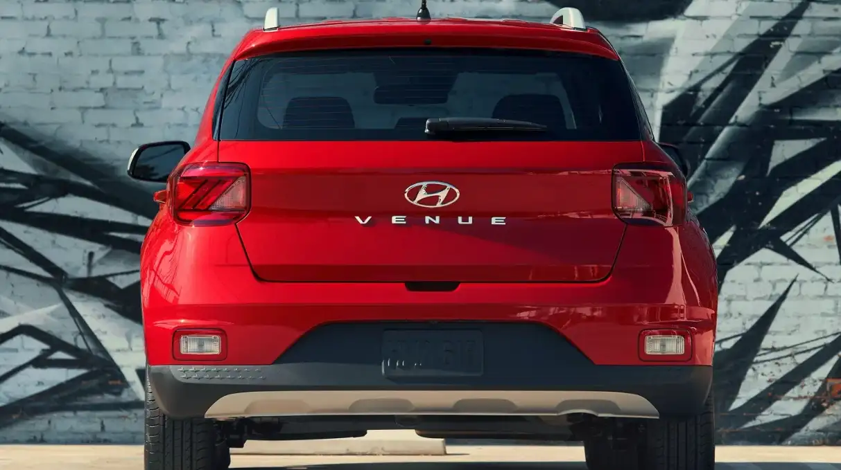Rear view of the 2206 Hyundai Venue in red