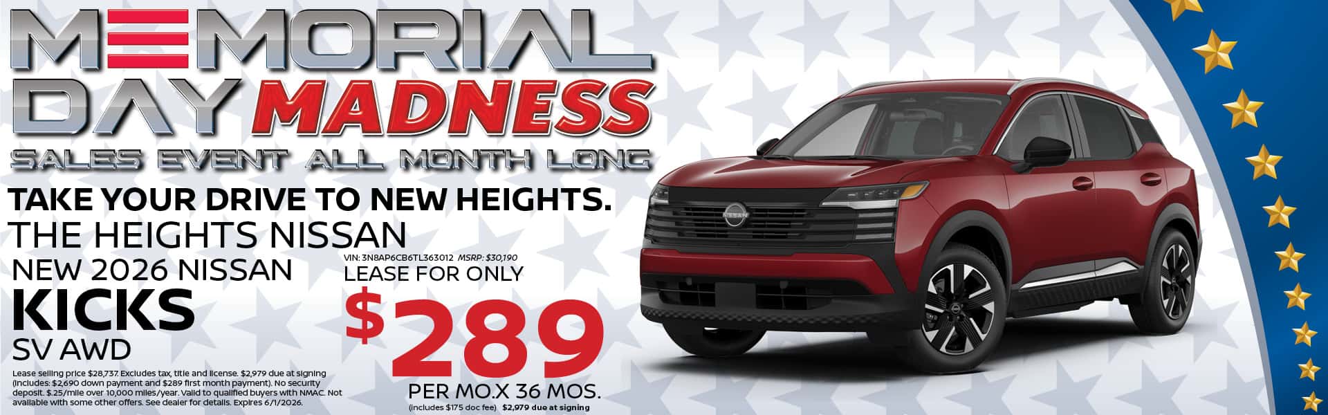 2026 Nissan Kicks Lease Offer | Heights Nissan