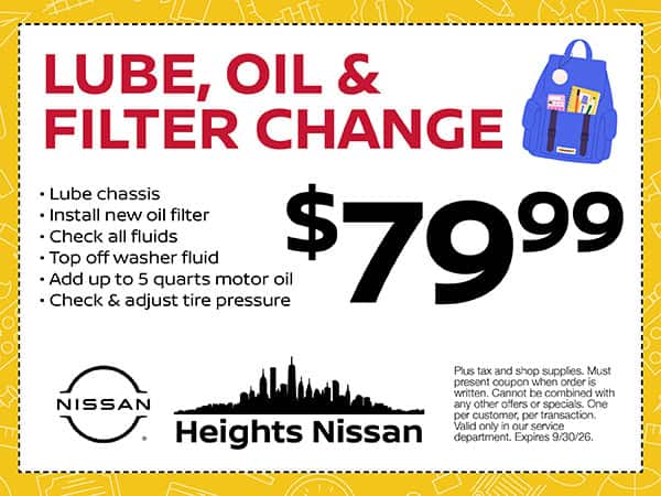 Lube, Oil & Filter Change | Heights Nissan
