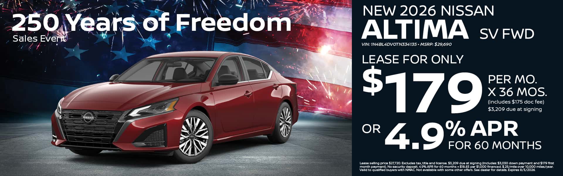 2026 Nissan Altima Lease or Finance Offer | Heights Nissan