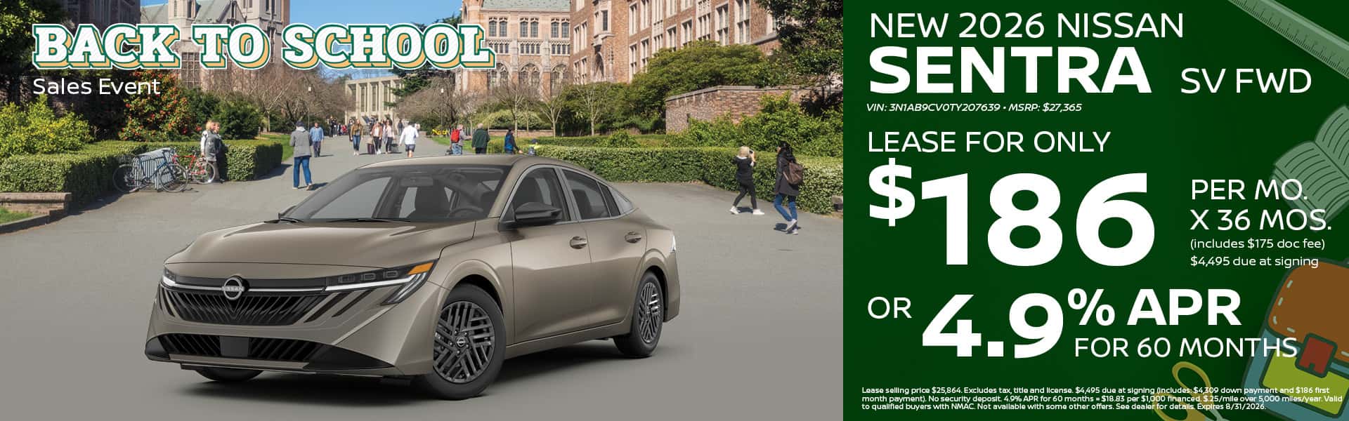 2026 Nissan Sentra Lease or Finance Offer | Heights Nissan